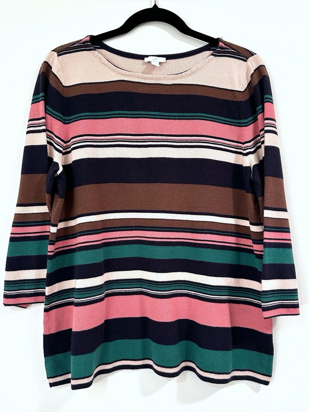 J. Jill Striped Multicolor Boatneck Top Size Large